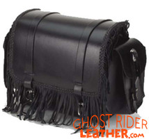 Motorcycle Sissy Bar Bag - Fringe - Braid - Biker Gear Storage - SB73-DL