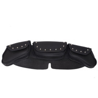 Motorcycle Windshield Bag Set - PVC - Studs - 3 Compartments - WS23-DL