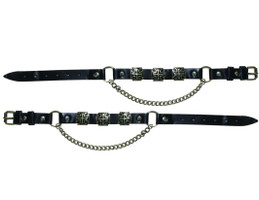 Pair of Biker Boot Chains - Motorcycle Boot Accessories - Iron Cross - BC3-DL
