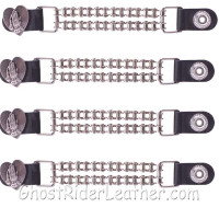 Set of Four Praying Hands Inside Heart Vest Extenders with Chrome Motorcycle Chain - AC1062-BC-DL