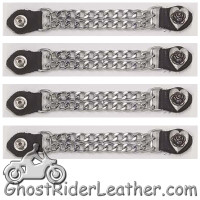 Set of Four Rose In Heart Vest Extenders with Chrome Chain - AC1075-DL