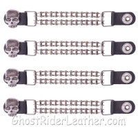 Set of Four Skull Vest Extenders with Chrome Motorcycle Chain - AC1064-BC-DL