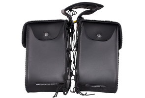 Slanted PVC Motorcycle Saddlebags with Studs - Motorcycle Luggage - SKU SD4054PV-DL