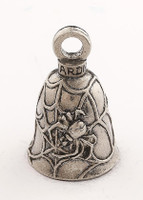 Black Widow - Spider Web - Pewter - Motorcycle Guardian Bell - Made In USA - SKU GB-BLACK-WIDOW-DS