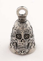 Sugar Skull - Pewter - Motorcycle Guardian Bell® - Made In USA - SKU GB-SUGAR-SKULL-DS