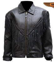 Leather Motorcycle Jacket - Women's - Braid and Fringe - LJ246-DL