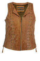 Leather Vest - Women's - Ultra Soft Brown - Lacing Design - RC236-RC
