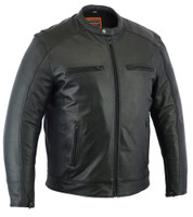 Men's Leather Cruiser Jacket - Concealed Carry Gun Pockets - DS735-DS. Up To Size 6XL