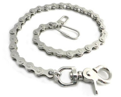 18" - Key Leash Chain - Wallet Chain - Nickle Plated Steel - Bike Chain - NC320-18-DS