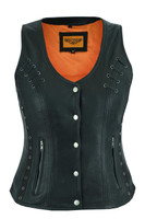 Leather Vest - Women's - Concealed Gun Pockets - Grommets - LV8500-07-DL Size Chart