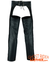 Men's Leather Chaps - Motorcycle - Unisex - Dual Deep Pocket - Up To 8XL - DS-410-DS