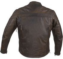 Leather Motorcycle Jacket - Men's - Concealed Carry Pockets - Brown - MJ796-BRN-11DL