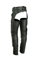Men's Leather Chaps - Motorcycle - Unisex - Double Deep Pocket - Up To 9XL - DS-404-DS