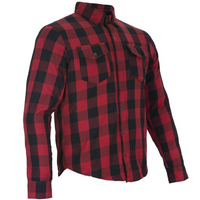 Flannel Motorcycle Shirt - Men's - Armor - Up To Size 5XL - Red Black Plaid - SHR11-CC-DL