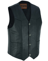 Leather Motorcycle Vest - Men's - Buffalo Nickel Snaps - Gun - Up To 9XL - DS115-DS