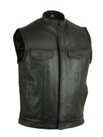 Leather Motorcycle Vest - Men's - Upgraded Club - Up To 12XL - Grit - RC188-RC