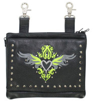 Leather Belt Bag - Lime Green - Gun Pocket - Tribal Heart Design - Handbag - BAG36-EBL1-LIME-DL