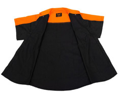 Motorcycle Mechanic Shirt - Men's - Black and Orange - Up To Size 4XL - MECS-BLK-ORANGE-DL.