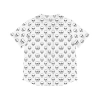 Skull Print - White on Black - Women's Baseball Jersey (AOP)