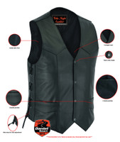 Leather Motorcycle Vest - Men's - Side Laces - Up To 66 - DS106-DS