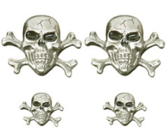 Biker Pin Pack of Four Pins - Skull and Crossbones - SDL305-DL