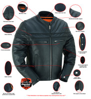 Leather Motorcycle Jacket - Men's - Black - Up To Size 8XL - Full Hand- Ashter - RC784-RC