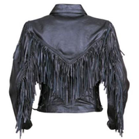 Leather Motorcycle Jacket - Women's - Braid and Fringe Design - AL2155-AL