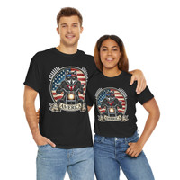 Biker Wolf - 4th of July - Independence Day - Motorcycle - Unisex Heavy Cotton Tee