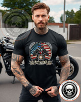 Biker Wolf - 4th of July - Independence Day - Motorcycle - Unisex Heavy Cotton Tee