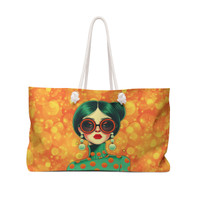 Retro Fashion Model - Green and Orange - Weekender Bag - Tote