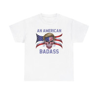 Trump - An American Badass - Make America Great Again MAGA - White - Unisex Heavy Cotton Tee