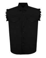 Denim Work Shirt - Men's - Solid Black - Sleeveless - Up To 5XL - MSLW-S.BLK-DL