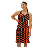 Orange Maltese Crosses Pattern - Orange on Black - Women's Racerback Dress