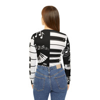 Musical Notes - Piano Keys - Black and White - Women's Long Sleeve V-neck Shirt - Tee