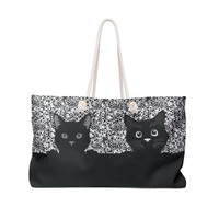 Speckled Pattern - Black Cat Peeping - Weekender Bag - Tote