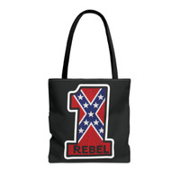 Number One Rebel - Confederate Flag - Red White Blue on Black - Tote Bag