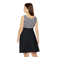 Speckled Pattern - Black Cat Peeping - Black and White - Women's Skater Dress