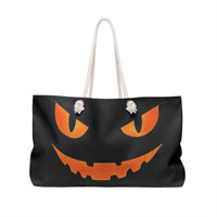 Scary Halloween Costume Jack-O-Lantern - Orange Glowing Eyes Mouth - Weekender Bag - Tote