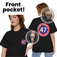 Make America Trump Again - Red White Blue - Round Emblem - 47 - Unisex Heavy Cotton Pocket Tee