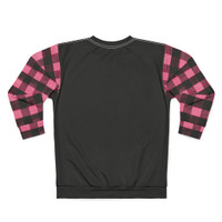 Black and Pink Buffalo Check on Sleeves - Sure I'll Cook For You Assholes - Thanksgiving - Unisex Sweatshirt