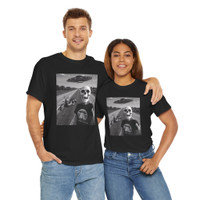 Funny Skeleton Selfie - UFOs - Conspiracy Theory - Photobomb T-Shirt - Choice of Colors - Unisex Tee