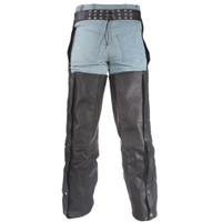 Braided Leather Motorcycle Chaps - Unisex - Stretch Thigh - C336-04-DL