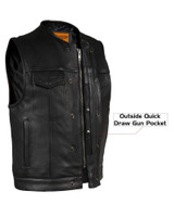 Leather Vest - Men's - Motorcycle Club - Up To 64 - MV8035-ZIP-88-DL