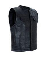 Leather Vest - Men's - Motorcycle Club - Up To 64 - MV68007-ZIP-88-DL