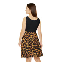 Meowgical - 9-Grid - Realistic Leopard Fur - Halloween - Animal Pattern - Women's Skater Dress.