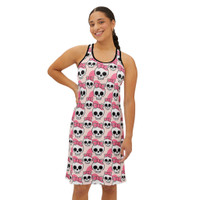 Cute Skull with Coquette Bows - Pink Black White - Women's Racerback Dress