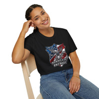 Renegade Patriot - Biker Tee - Patriotic Eagle on a Motorcycle - Unisex Softstyle T-Shirt