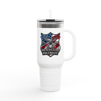 Travel Mug - Renegade Patriot Biker Gift - Eagle Riding a Motorcycle