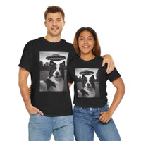 Funny Animal Selfie - Border Collie Dog - UFOs - Photobomb T-Shirt - Choice of Colors - Unisex Tee