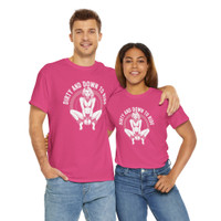 Motorcycle T-Shirt - Dirty and Down to Ride - Studs & Cuffs - Female Biker - Color Choice - Unisex Tee